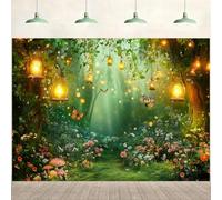 ASDCXZ Telón de Fondo de Bosque Encantado 3x2m, Primavera Hada Mágico País Milagroso Vista al Jardín Fotografía Fondo Vendimia Luz Setas Mariposa Niños Chica Cumpleaños Fiesta Decoración Bandera