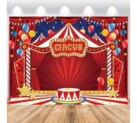 ASDCXZ Telón de Fondo de Circo 2,5x1,8m, Carpa de Circo Rojo Globo Colorido Carnaval Vinilo Fondo de Fotografía para Decoración de Fiesta de Cumpleaños de Circo de Madera, Fondos de Estudios