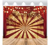 ASDCXZ Telón de Fondo de Circo 3x2m, Fondo de Fotografía de Vinilo de Carnaval de Circo con Brillo Vintage Rojo para Decoración de Fiesta de Cumpleaños de Circo de Madera, Fondos de Estudios