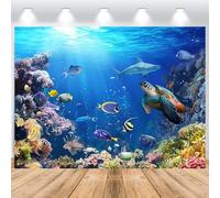 ASDCXZ Telón de Fondo de Debajo del Mar 2,2x1,5 m, Océano Azul Subacuático Tortuga Peces Coral Fotografía Telón de Fondo Niños Cumpleaños Baby Shower Fiesta Banner Pastel Mesa Decoración Accesorios