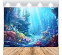 ASDCXZ Telón de Fondo de Debajo del Mar 2,2x1,5m, Dibujos Animados Subacuáticos Azul Océano Peces Coral Fotografía Fondo Niños Cumpleaños Baby Shower Fiesta Banner Pastel Mesa Decoración Accesorios