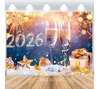 ASDCXZ Telón de Fondo de Feliz Año Nuevo 2026 3x2m, Fuegos Artificiales Champán Invierno Nieve 2026 Año Nuevo Fondo de Fotografía Vinilo Navidad Festival Víspera Familia Fiesta Decoración Banner