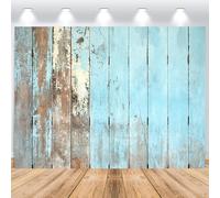 ASDCXZ Telón de Fondo de Madera 2,2x1,5m, Retro Azul Marrón Rústico Pared de Madera Vinilo Fotografía Fondo para Baby Shower Fiesta de Cumpleaños Decoración de Mesa de Pastel Accesorio de Fotomatón