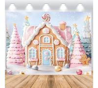 ASDCXZ Telón de Fondo de Navidad 2.2x1.5m, Invierno Cuento de Hadas Casa de Gengibre Árbol Casa de Dulces Rosa Dulce Niña Tema Fondo de Fotografía Navidad Princesa Cumpleaños Fiesta Decoración Banner