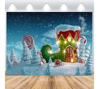 ASDCXZ Telón de Fondo de Navidad 3,6x2,5 m, Cuento de Hadas Boothouse Escena de Nieve Piruleta Árbol de Navidad Fondo Vinilo Celebración Familiar Fiesta Adornos Niños Fotografía Telón de Fondo Banner