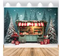 ASDCXZ Telón de Fondo de Navidad 3,6x2,5m, Escena Romántica de Nieve Árbol Comedor Coche, Vinilo Invierno Reunión Familiar Decoración de Fiesta Fotografía Banner