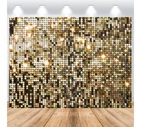ASDCXZ Telón de Fondo Dorado 3,6x2,5m, Fondo de Fotografía de Vinilo de Sueño con Lentejuelas Brillo Dorado para Cumpleaños, Boda, Fiesta de Graduación, Fondos de Estudios Fotográficos de Retratos