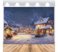 ASDCXZ Telón de Fondo Invierno Navidad Nieve 1.8x1.2m, Wonderland Escena de Nieve Paisaje Invierno Nocturno Pueblo Fondo de Fotografía Xmas Año Nuevo Fiesta Decoraciones Banner Estudio Accesorios