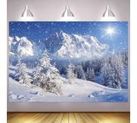 ASDCXZ Telón de Fondo Invierno Nieve Montaña 1.8x1.2m, Paisaje Natural de Invierno Nieve Bosque de Pinos Sol Fondo de Fotografía Navidad Año Nuevo Fiesta Decoraciones Banner Estudio Accesorios