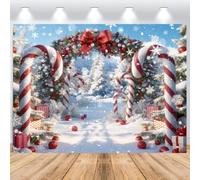 ASDCXZ Telón de Fondo Navidad 3.6x2.5m, Maravillas Invernal Enorme Bastón de Caramelo Arco Nieve Montaña Bosque Fondo de Fotografía Navidad Familia Fiesta Decoraciones Banner Accesorios de Foto