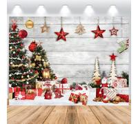 ASDCXZ Telón de Fondo Navidad 3x2.5m, Pared de Madera Rústica Gris Vintage Lindo Muñeco de Nieve Árbol de Xmas Fondo de Fotografía Navidad Familia Fiesta Decoraciones Banner Accesorios de Foto
