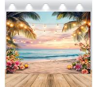 ASDCXZ Telón de Fondo Playa de Hawaiana 1.5x1m, Tropical Hojas de Palma Floral Luau Hawái Tema Fotografía Fondo Verano Océano Atardecer Aloha Tiki Fiesta Decoración Banner Accesorios de Estudio