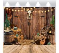 ASDCXZ Telón de Fondo Vaquero del Oeste 2.2x1.5m, Retro West Rústico Puertas de Madera Granero Fotografía de Fondo Pared Baby Shower Cumpleaños Boda Fiesta Occidental Decor Banner Estudio Accesorios