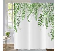 ASDCXZ Verde Eucalipto Cortina de Ducha 180x200 cm, Verde Hojas de Eucalipto Primavera Verano Acuarela Plantas Impermeable Cortina de Baño Textil Lavable Cortinas Ducha para Bañera con 12 Ganchos