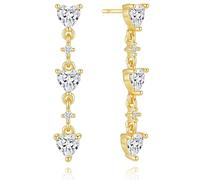 Asdecy Corazón Diamante Pendientes Largos Colgantes Mujer Baño Oro Dorados 14Kt Zirconia Cúbica Hipoalergenicos Minimalistas Joyas Regalos de Mujer