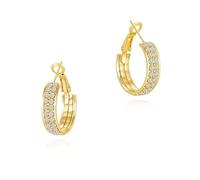Asdecy Diamante Pendientes Aro Mujer Baño Oro Dorados 14Kt Zirconia Cúbica Hipoalergenicos Minimalistas Joyas Regalos de Mujer