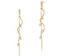 Asdecy Largos Diamante Colgantes Pendientes Mujer Baño Oro Dorados 14Kt Zirconia Cúbica Hipoalergenicos Minimalistas Joyas Regalos de Mujer