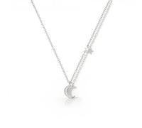 Asdecy Luna Stella - Gargantilla de diamante para mujer de plata 925/oro chapado de 14 K y circonitas cúbicas hipoalergénicas, sin níquel, joya regalo para mujer, Plata esterlina, Circonia cúbica