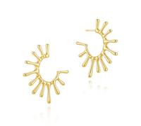 Asdecy Sol Pendientes Aro Mujer Baño Oro Dorados 14Kt Hipoalergenicos Minimalistas Joyas Regalos de Mujer