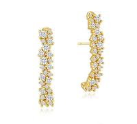 Asdecy Trepador Pendientes Aro Mujer Baño Oro Dorados 14Kt Zirconia Cúbica Hipoalergenicos Minimalistas Joyas Regalos de Mujer