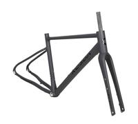 Asdfeop Cuadro de Bicicleta de Grava 700C de 46 cm, 48 cm y 50 cm, con Freno de Disco de aleación de Aluminio y Eje pasante, Horquilla de Fibra de Carbono F12 x 100 mm, R12 x 142 mm (Gris, 48 cm).