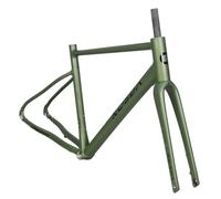 Asdfeop Cuadro de Bicicleta de Grava 700C de 46 cm, 48 cm y 50 cm, de aleación de Aluminio, con Freno de Disco y Eje pasante, Horquilla de Fibra de Carbono F12 x 100 mm, R12 x 142 mm (Verde, 48 cm).
