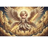 ASDFGHJKLZA Ángel chibi Cuadro En Lienzo Sin Marco Lienzo Decorativo Moderno HD Arte De Pared Para Salón, Dormitorio, Pasillo, Casa Decoracion, Regalo 12x18inch(30x45cm)