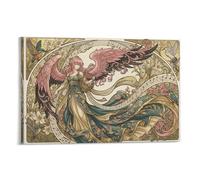 ASDFGHJKLZA Art Nouveau Anime angel mujer Impresion En Lienzo Decoracion Pared Salon Arte De Pared flores musica 12x18inch(30x45cm)