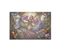 ASDFGHJKLZA Art Nouveau Anime Cuadros Lienzos Decorativos Arte De Pared Decoracion Pared Salon angel alas notas musica 12x18inch(30x45cm)