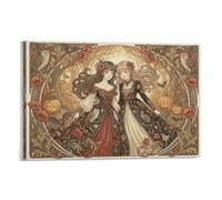 ASDFGHJKLZA Art Nouveau Anime Cuadros Lienzos Decorativos Decoracion Pared Salon brujas otono buhos calabazas gotico 08x12inch(20x30cm)