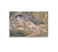 ASDFGHJKLZA Art Nouveau Anime Cuadros Lienzos Decorativos Decoracion Pared Salon chica dormida flores plumas de pavo real 16x24inch(40x60cm)