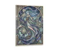 ASDFGHJKLZA Art Nouveau Anime Cuadros Lienzos Decorativos Decoracion Pared Salon cielo nocturno celeste diosa 16x24inch(40x60cm)