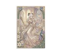 ASDFGHJKLZA Art Nouveau Anime Cuadros Lienzos Decorativos Decoracion Pared Salon diosa fantasia pavo real flores arco 08x12inch(20x30cm)