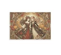 ASDFGHJKLZA Art Nouveau Anime Cuadros Lienzos Decorativos Decoracion Pared Salon Halloween brujas hermanas buhos calabazas 12x18inch(30x45cm)