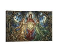 ASDFGHJKLZA Art Nouveau Mucha Cuadros Lienzos Decorativos Decoracion Pared Salon mujeres misticas luna pentagrama 12x18inch(30x45cm)