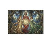 ASDFGHJKLZA Art Nouveau Mucha Cuadros Lienzos Decorativos Decoracion Pared Salon mujeres misticas vidriera luna 20x30inch(50x75cm)