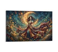 ASDFGHJKLZA Artemisa Diosa Luna Cuadros Lienzos Decorativos Decoracion Pared Salon Fantasia Celestial Arte 16x24inch(40x60cm)
