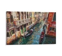 ASDFGHJKLZA Canal De Venecia Gondola Cuadros Lienzos Decorativos Paisaje Urbano Italiano Decoracion Pared Salon 12x18inch(30x45cm)