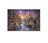 ASDFGHJKLZA Castillo de Fantasia Cuadros Lienzos Decorativos Decoracion Pared Salon Unicornio magico Impresion En Lienzo 12x18inch(30x45cm)