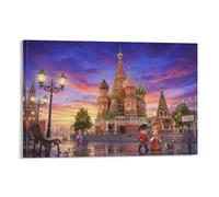 ASDFGHJKLZA Catedral de San Basilio Cuadros Lienzos Decorativos Paisaje Urbano Ruso Decoracion Pared Salon 16x24inch(40x60cm)