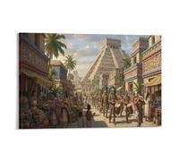 ASDFGHJKLZA Ciudad Maya Antigua Cuadros Lienzos Decorativos Decoracion Pared Salon Civilización Azteca Arte De Pared 08x12inch(20x30cm)