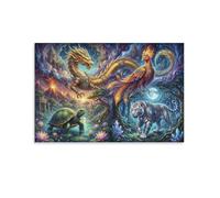 ASDFGHJKLZA Cuatro Bestias Miticas Cuadros Lienzos Decorativos Decoracion Pared Salon Arte Mitologia China Lienzo 12x18inch(30x45cm)