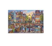 ASDFGHJKLZA Escena Canal Europeo Cuadros Lienzos Decorativos Decoracion Pared Salon Paisaje Urbano Antiguo Arte De Pared 12x18inch(30x45cm)