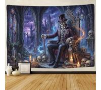 ASDFGHJKLZA Esqueleto Gótico Tapiz de Pared Impreso en 3D Castillo Oscuro Decoración de Arte de Pared Dormitorio Sala Hogar 180cmx230cm