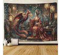 ASDFGHJKLZA Fénix Japonés Tapiz de Pared Impreso en 3D Corte Imperial Decoración de Arte de Pared Dormitorio Salón Hogar 130cmx150cm