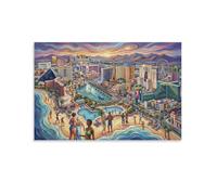 ASDFGHJKLZA Horizonte Las Vegas Cuadros Lienzos Decorativos Decoracion Pared Salon Paisaje Urbano Vibrante Arte De Pared 20x30inch(50x75cm)