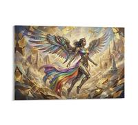 ASDFGHJKLZA Isis Egipcia Cuadros Lienzos Decorativos Decoracion Pared Salon Alas De Arco Iris Impresion En Lienzo 20x30inch(50x75cm)