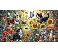 ASDFGHJKLZA Lindo gato entre flores Cuadro En Lienzo Sin Marco Moderno HD Póster Arte De Pared Para Salón, Dormitorio, Oficina, Cocina Decoracion, Regalo 08x12inch(20x30cm)