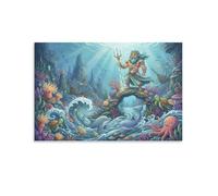 ASDFGHJKLZA Poseidón Dios del Mar Cuadros Lienzos Decorativos Lindos Animales Marinos Decoracion Pared Salon 20x30inch(50x75cm)