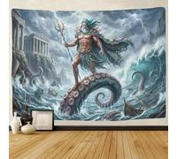 ASDFGHJKLZA Poseidón Tapiz de Pared Impreso en 3D Monstruo Marino Decoración de Arte de Pared Dormitorio Sala Dormitorio 130cmx150cm
